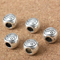 Tibetan Style European Beads, Drum, antique silver color plated, without troll, lead & cadmium free, 10x8x8mm, Hole:Approx 4mm, 30PCs/Bag, Sold By Bag