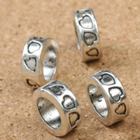 Tibetan Style Jewelry Beads, Rondelle, antique silver color plated, large hole, lead & cadmium free, 12x5mm, Hole:Approx 8mm, 30PCs/Bag, Sold By Bag