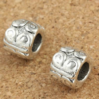 Tibetan Style European Beads, Drum, antique silver color plated, without troll, lead & cadmium free, 7x9mm, Hole:Approx 5mm, 30PCs/Bag, Sold By Bag