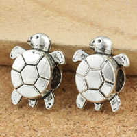 Tibetan Style European Beads, Turtle, antique silver color plated, without troll, lead & cadmium free, 7x13x16mm, Hole:Approx 4mm, 30PCs/Bag, Sold By Bag