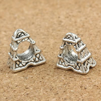 Tibetan Style European Beads, Eiffel Tower, antique silver color plated, without troll, lead & cadmium free, 6x11x12mm, Hole:Approx 5mm, 30PCs/Bag, Sold By Bag
