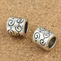 Tibetan Style European Beads, Column, antique silver color plated, without troll, lead & cadmium free, 9x9mm, Hole:Approx 5mm, 30PCs/Bag, Sold By Bag