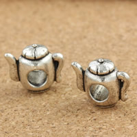 Tibetan Style European Beads, Teapot, antique silver color plated, without troll, lead & cadmium free, 7x12x14mm, Hole:Approx 5mm, 30PCs/Bag, Sold By Bag