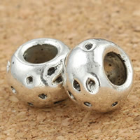 Zinc Alloy European perler, Drum, antik sølv farve forgyldt, bly & cadmium fri, 5x8mm, Hole:Ca. 3mm, 30pc'er/Bag, Solgt af Bag