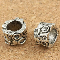 Tibetan Style European Beads, Rondelle, antique silver color plated, large hole, lead & cadmium free, 7x10mm, Hole:Approx 6mm, 30PCs/Bag, Sold By Bag