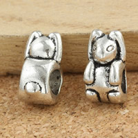 Tibetan Style European Beads, Character, antique silver color plated, without troll, lead & cadmium free, 7x12mm, Hole:Approx 4mm, 30PCs/Bag, Sold By Bag