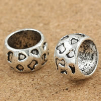 Tibetan Style Jewelry Beads, Drum, antique silver color plated, large hole, lead & cadmium free, 8x13mm, Hole:Approx 10mm, 30PCs/Bag, Sold By Bag