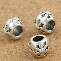 Tibetan Style European Beads, Drum, antique silver color plated, without troll, lead & cadmium free, 8x7mm, Hole:Approx 4mm, 30PCs/Bag, Sold By Bag