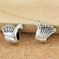 Zinc Alloy European Beads Peacock antique silver color plated without troll lead & cadmium free Approx 5mm Sold By Bag