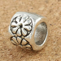 Tibetan Style European Beads, Drum, antique silver color plated, without troll, lead & cadmium free, 8x9mm, Hole:Approx 5mm, 30PCs/Bag, Sold By Bag