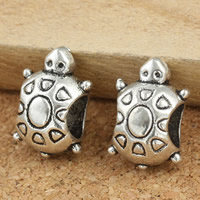 Tibetan Style European Beads, Turtle, antique silver color plated, without troll, lead & cadmium free, 8x9x14mm, Hole:Approx 5mm, 30PCs/Bag, Sold By Bag