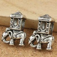 Tibetan Style European Beads, Elephant, antique silver color plated, without troll, lead & cadmium free, 8x14x20mm, Hole:Approx 5mm, 30PCs/Bag, Sold By Bag