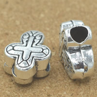 Tibetan Style European Beads, Cross, antique silver color plated, without troll, lead & cadmium free, 14x11x6mm, Hole:Approx 4mm, 30PCs/Bag, Sold By Bag
