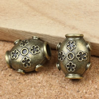 Tibetan Style European Beads, Flat Oval, antique bronze color plated, without troll, lead & cadmium free, 16x14x8mm, Hole:Approx 5mm, 30PCs/Bag, Sold By Bag