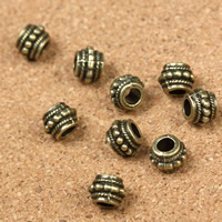 Zinklegering European Beads, Zinc Alloy, Drum, antiek brons plated, zonder troll, lood en cadmium vrij, 8x6mm, Gat:Ca 4mm, 30pC's/Bag, Verkocht door Bag