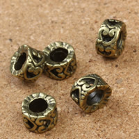 Tibetan Style European Beads, Rondelle, antique bronze color plated, without troll, lead & cadmium free, 11x9x6mm, Hole:Approx 5mm, 30PCs/Bag, Sold By Bag