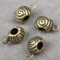 Zinklegierung Stiftöse Perlen, Trommel, antike Bronzefarbe plattiert, frei von Blei & Kadmium, 15x9x9mm, Bohrung:ca. 1.5mm, 4.5mm, 30PCs/Tasche, verkauft von Tasche