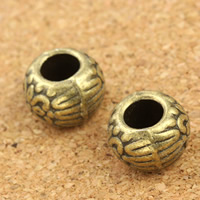 Tibetan Style European Beads, Drum, antique bronze color plated, without troll, lead & cadmium free, 10x6mm, Hole:Approx 4.5mm, 30PCs/Bag, Sold By Bag