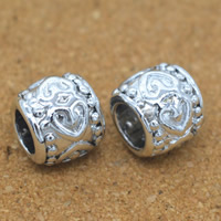 Tibetan Style European Beads, Drum, platinum color plated, without troll, lead & cadmium free, 9x10mm, Hole:Approx 5mm, 30PCs/Bag, Sold By Bag
