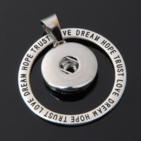 Snap Button Pendant, Tibetan Style, Donut, plated, with letter pattern, lead & cadmium free, 18mm, Hole:Approx 3-5mm, Inner Diameter:Approx 6mm, Sold By PC