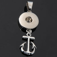 Snap Button Pendant Zinc Alloy Anchor platinum color plated nautical pattern lead & cadmium free 18mm Approx 3-5mm Inner Approx 6mm Sold By PC