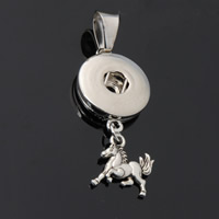 Snap Button Pendant Zinc Alloy Horse plated lead & cadmium free 18mm Approx 3-5mm Inner Approx 6mm Sold By PC