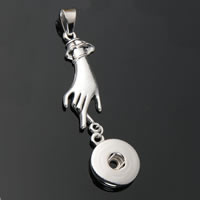 Snap Button Pendant Zinc Alloy Hand platinum color plated lead & cadmium free 18mm Approx 3-5mm Inner Approx 6mm Sold By PC