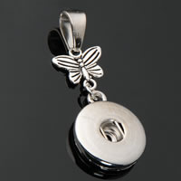 Snap Button Pendant Zinc Alloy Butterfly plated lead & cadmium free 18mm Approx 3-5mm Inner Approx 6mm Sold By PC