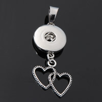Snap Button Pendant Zinc Alloy Heart platinum color plated lead & cadmium free 18mm Approx 3-5mm Inner Approx 6mm Sold By PC