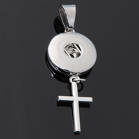 Snap Button Pendant Zinc Alloy Cross platinum color plated lead & cadmium free 18mm Approx 3-5mm Inner Approx 6mm Sold By PC