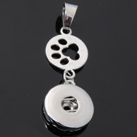 Snap Button Pendant Zinc Alloy Footprint platinum color plated lead & cadmium free 18mm Approx 3-5mm Inner Approx 6mm Sold By PC