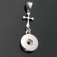 Snap Button Pendant, Tibetan Style, Cross, platinum color plated, lead & cadmium free, 18mm, Hole:Approx 3-5mm, Inner Diameter:Approx 6mm, Sold By PC