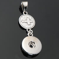 Snap Button Pendant Zinc Alloy Flat Round plated with cross pattern lead & cadmium free 18mm Approx 3-5mm Inner Approx 6mm Sold By PC