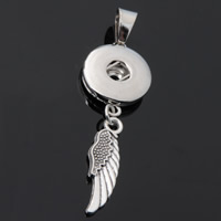 Snap Button Pendant, Tibetan Style, Wing Shape, plated, lead & cadmium free, 18mm, Hole:Approx 3-5mm, Inner Diameter:Approx 6mm, Sold By PC