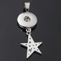 Snap Button Pendant, Tibetan Style, Star, plated, lead & cadmium free, 18mm, Hole:Approx 3-5mm, Inner Diameter:Approx 6mm, Sold By PC