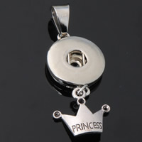 Snap Button Pendant Zinc Alloy Crown word princess plated with letter pattern lead & cadmium free 18mm Approx 3-5mm Inner Approx 6mm Sold By PC