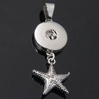 Snap Button Pendant Zinc Alloy Starfish plated lead & cadmium free 18mm Approx 3-5mm Inner Approx 6mm Sold By PC