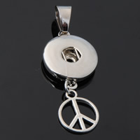 Snap Button Pendant, Tibetan Style, Peace Logo, platinum color plated, lead & cadmium free, 18mm, Hole:Approx 3-5mm, Inner Diameter:Approx 6mm, Sold By PC