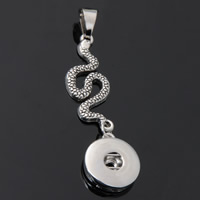 Snap Button Pendant Zinc Alloy Snake plated lead & cadmium free 18mm Approx 3-5mm Inner Approx 6mm Sold By PC
