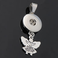 Snap Button Pendant Zinc Alloy Angel plated with letter pattern lead & cadmium free 18mm Approx 3-5mm Inner Approx 6mm Sold By PC