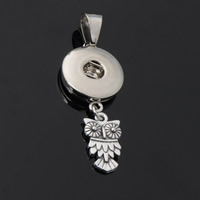 Snap Button Pendant Zinc Alloy Owl plated lead & cadmium free 18mm Approx 3-5mm Inner Approx 6mm Sold By PC