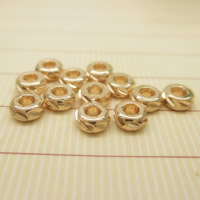 24K oro perlas, metal, Toroidal, chapado en oro de 24 K, libre de plomo & cadmio, 4x2mm, agujero:aproximado 1-2mm, 10PCs/Bolsa, Vendido por Bolsa
