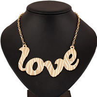 Zinc Alloy Jewelry Necklace with iron chain Letter word love gold color plated oval chain lead & cadmium free Length Approx 16.5 Inch Sold By Bag