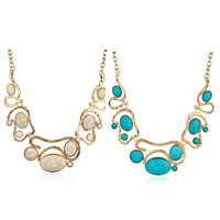Fashion Turquoise Necklace Zinc Alloy with iron chain with 8cm extender chain gold color plated oval chain lead & cadmium free Length Approx 16 Inch Sold By Bag