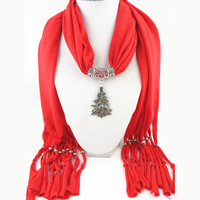 Pendant Scarf, Polyester, with Tibetan Style, Christmas Tree, plated, Christmas jewelry & for woman & with rhinestone, nickel, lead & cadmium free, 1800x400mm, Sold By Strand