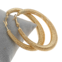 Iron Hoop Earring gold color plated hollow lead & cadmium free Sold By Pair