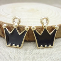Zinc Alloy Crown riipukset, Sinkkiseos, Kruunu, kullan väri kullattu, emali, lyijy ja sen kadmium vapaa, 17x15x2mm, Reikä:N. 1-2mm, 20PC/laukku, Myymät laukku