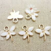 Zinc Alloy Animal Pendants Dragonfly gold color plated enamel lead & cadmium free Approx 1-2mm Sold By Bag