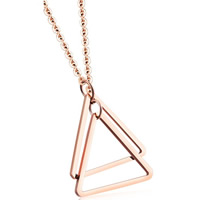 Collar de acero inoxidable de la joyería, Triángulo, chapado en color rosa dorada, cadena oval & para mujer, 17mm, Vendido para aproximado 15.3 Inch Sarta