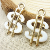 Zinc Alloy Enamel Pendants Dollar Sign gold color plated lead & cadmium free Approx 1-2mm Sold By Bag